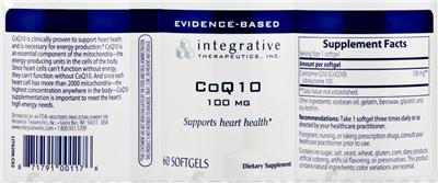 Photo of the Integrative Therapeutics CoQ10 100 mg label
