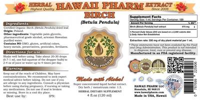 Photo of the Hawaii Pharm Birch (Betula pendula) label