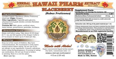 Photo of the Hawaii Pharm Blackberry (Rubus fruticosus) label