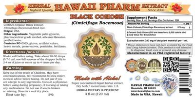 Photo of the Hawaii Pharm Black Cohosh label