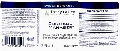 Photo of the Integrative Therapeutics Cortisol Manager label