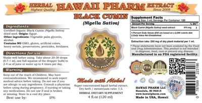 Photo of the Hawaii Pharm Black Cumin label