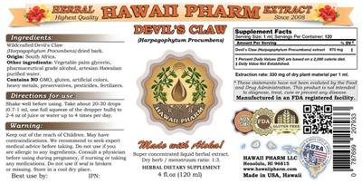 Photo of the Hawaii Pharm Devil's Claw label