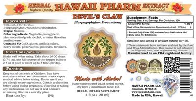 Photo of the Hawaii Pharm Devil's Claw label