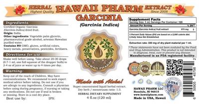 Photo of the Hawaii Pharm Garcinia label