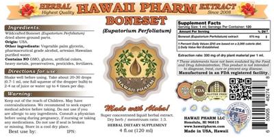 Photo of the Hawaii Pharm Boneset label