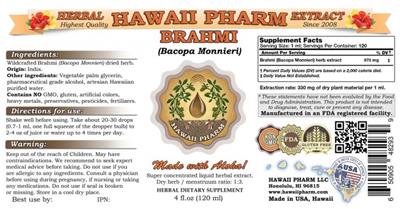 Photo of the Hawaii Pharm Brahmi label
