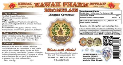 Photo of the Hawaii Pharm Bromelain label