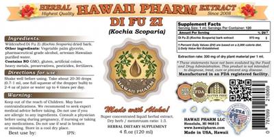Photo of the Hawaii Pharm Di Fu Zi label