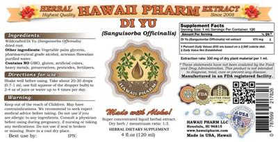 Photo of the Hawaii Pharm Di Yu label