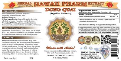 Photo of the Hawaii Pharm Dong Quai label