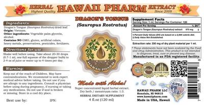 Photo of the Hawaii Pharm Dragon's Tongue label