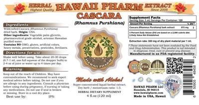 Photo of the Hawaii Pharm Cascara label