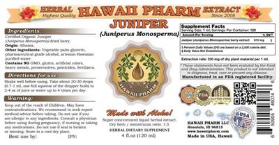 Photo of the Hawaii Pharm Juniper label