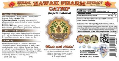 Photo of the Hawaii Pharm Catnip label