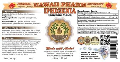 Photo of the Hawaii Pharm Iphigenia label