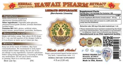 Photo of the Hawaii Pharm Lineate Supplejack label