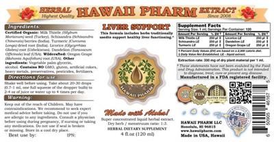 Photo of the Hawaii Pharm Liver Support label