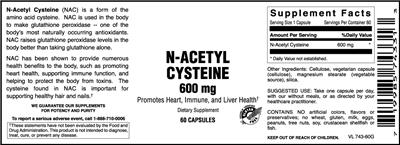 Photo of the Vitamer Laboratories N-Acetyl Cysteine 600 mg label