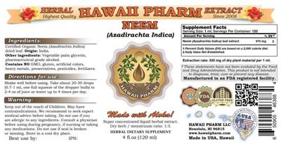 Photo of the Hawaii Pharm Neem label