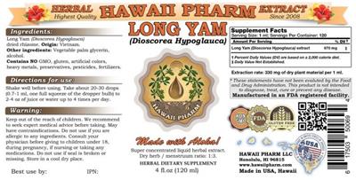 Photo of the Hawaii Pharm Long Yam label