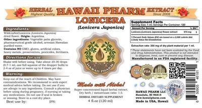 Photo of the Hawaii Pharm Lonicera label