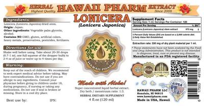 Photo of the Hawaii Pharm Lonicera label
