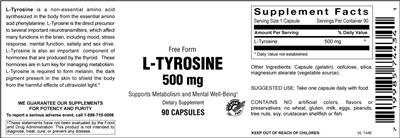 Photo of the Vitamer Laboratories L-Tyrosine 500 mg label