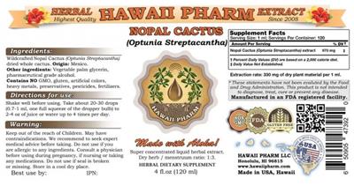 Photo of the Hawaii Pharm Nopal Cactus label