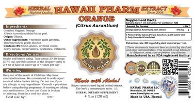 Photo of the Hawaii Pharm Orange (Citrus aurantium) label