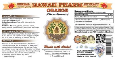 Photo of the Hawaii Pharm Orange (Citrus sinensis) label