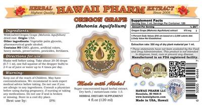 Photo of the Hawaii Pharm Oregon Grape label