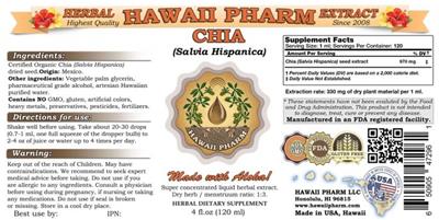 Photo of the Hawaii Pharm Chia label