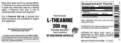 Photo of the Vitamer Laboratories L-Theanine 200 mg label