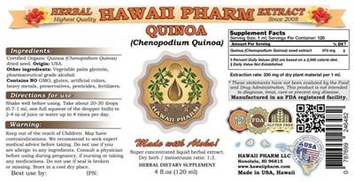 Photo of the Hawaii Pharm Quinoa label