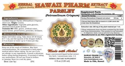 Photo of the Hawaii Pharm Parsley label