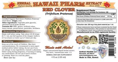 Photo of the Hawaii Pharm Red Clover label