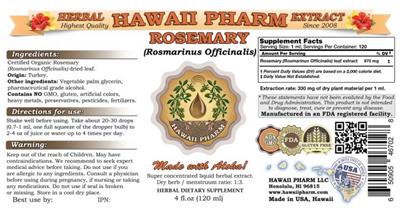 Photo of the Hawaii Pharm Rosemary label