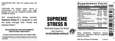 Photo of the Vitamer Laboratories Supreme Stress B label