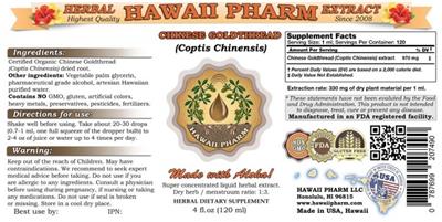 Photo of the Hawaii Pharm Chinese Goldthread label