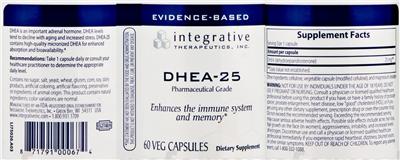 Photo of the Integrative Therapeutics DHEA-25 label