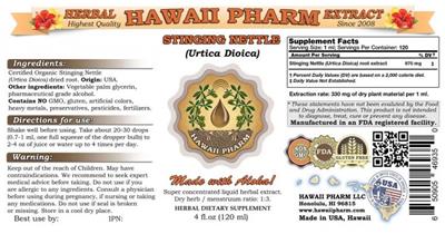 Photo of the Hawaii Pharm Stinging Nettle label
