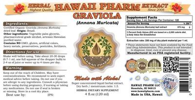 Photo of the Hawaii Pharm Graviola label