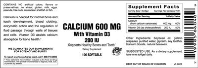 Photo of the Vitamer Laboratories Calcium 600 mg With Vitamin D3 200 IU label