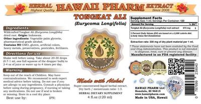 Photo of the Hawaii Pharm Tongkat Ali label