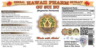 Photo of the Hawaii Pharm Gu Sui Bu label
