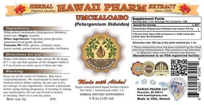 Photo of the Hawaii Pharm Umckaloabo label
