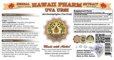 Photo of the Hawaii Pharm Uva Ursi label