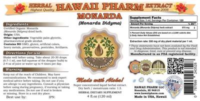 Photo of the Hawaii Pharm Monarda label