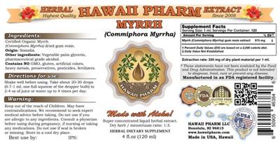 Photo of the Hawaii Pharm Myrrh label